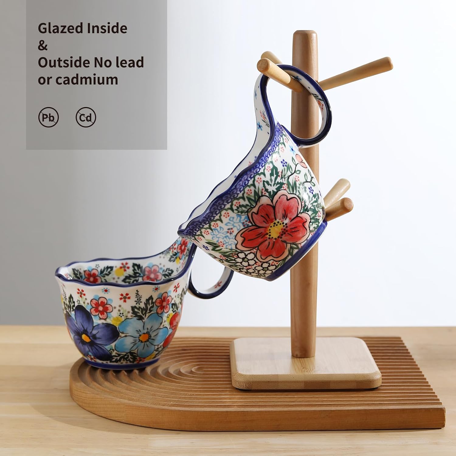 Detalle de ALMA 18oz Microwavable Soup Bowl with Loop Handle (Handpainted Ceramic)