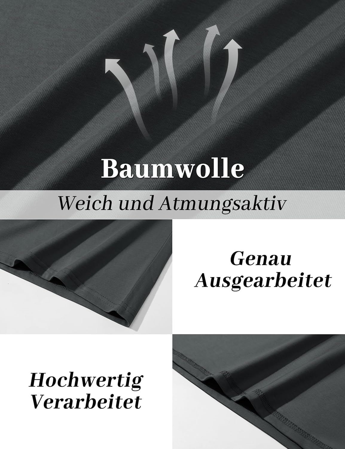 Detalle de KEFITEVD Henley Shirt Herren Langarm aus Baumwolle – Basic mit Henley-Kragen