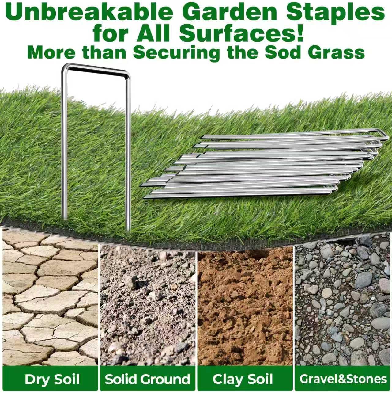 Detalle de AMAGABELI GARDEN & HOME CPD-1 Galvanized Landscape Staples, 4-Inch, 12-Gauge