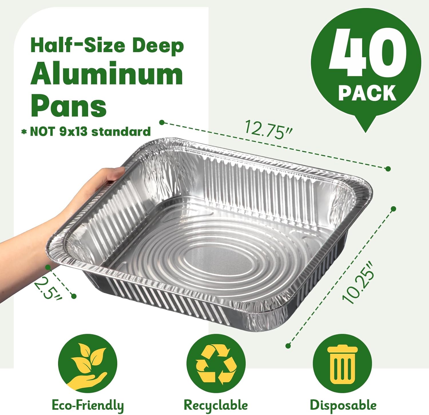 Thumbnail 1 de Boxential 9x13 Aluminum Pans (40 Pack) — Extra Heavy-Duty Disposable Half-Size Foil Baking Trays