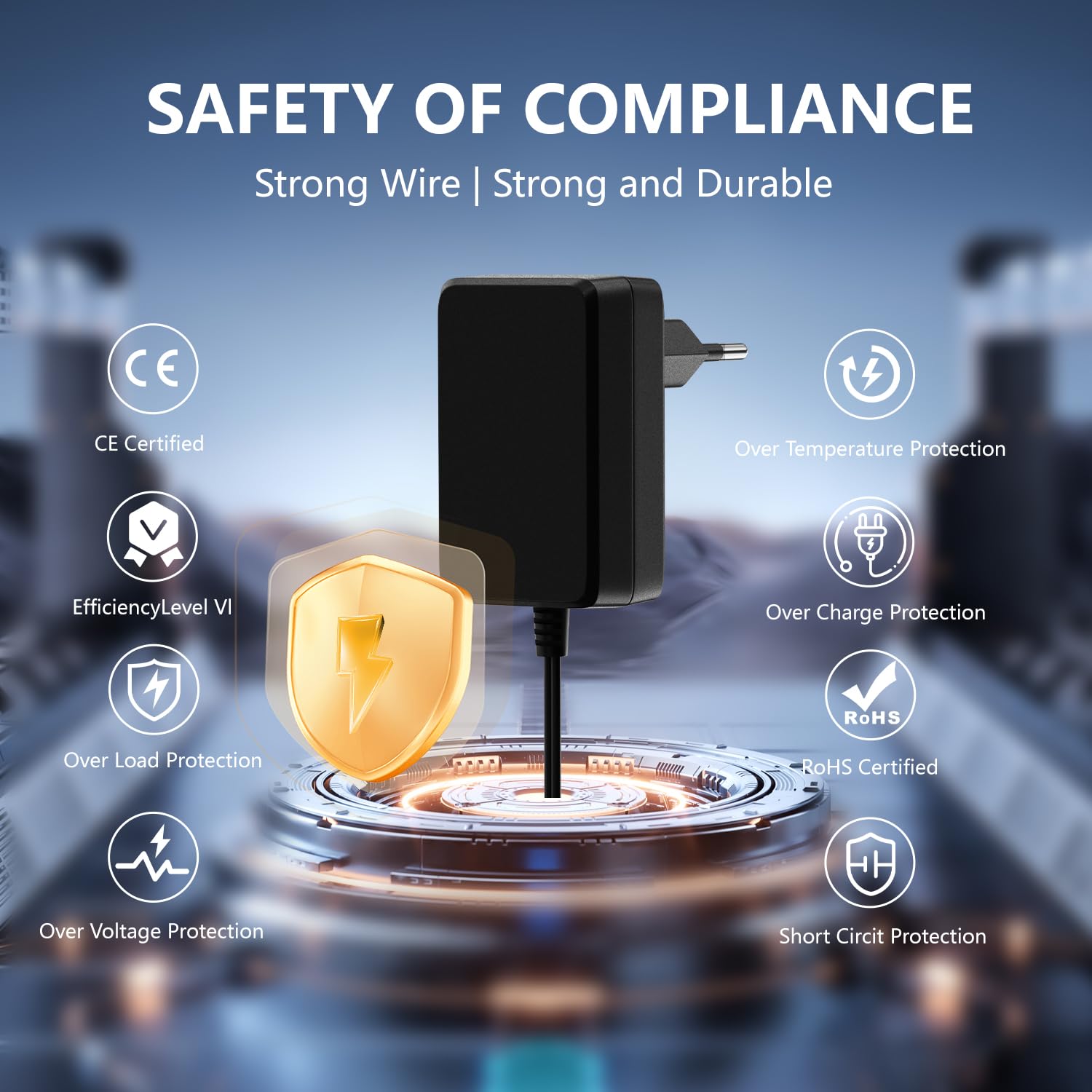 Thumbnail 3 de REIGY Adattatore di alimentazione 12V 3A (36W) per NVR, DVR, LED e dispositivi DC 5,5x2,1 mm, cavo 1,5 m