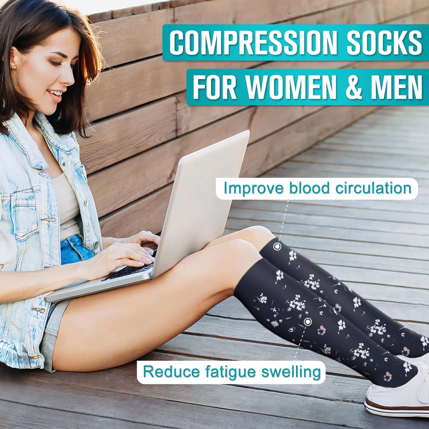 Thumbnail 2 de Copper Compression Socks for Women & Men (6 Pairs) — Support for Nurses, Running, Hiking, and Recovery