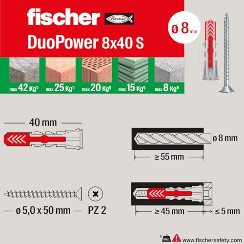Thumbnail 8 de Fischer PowerBox 180 Tasselli DuoPower con Viti e Ganci – 360 pezzi