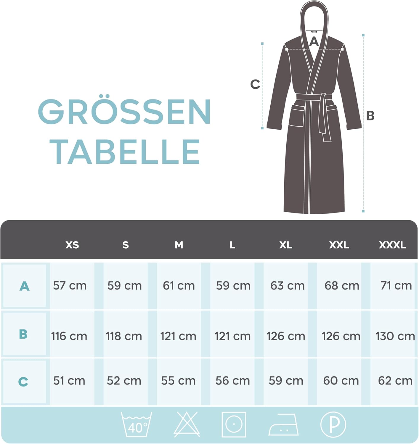 Thumbnail 4 de Twinzen Herren-Bademantel aus 100% Baumwolle (350 g/m²) mit Kapuze, 2 Taschen & Gürtel – Oeko-TEX® zertifiziert