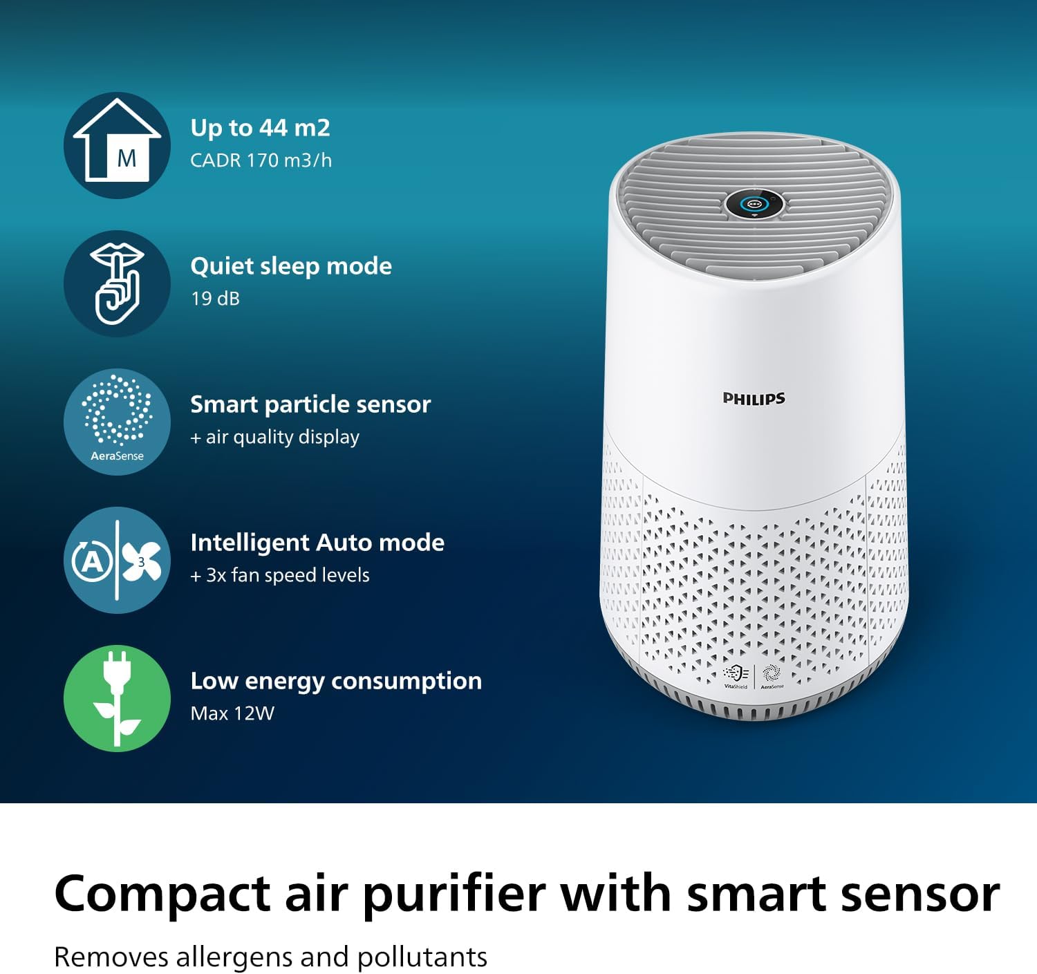 Thumbnail 1 de Philips Air Purifier 600 Series AC0651/10 (White) with Smart Sensor and HEPA filter, app control