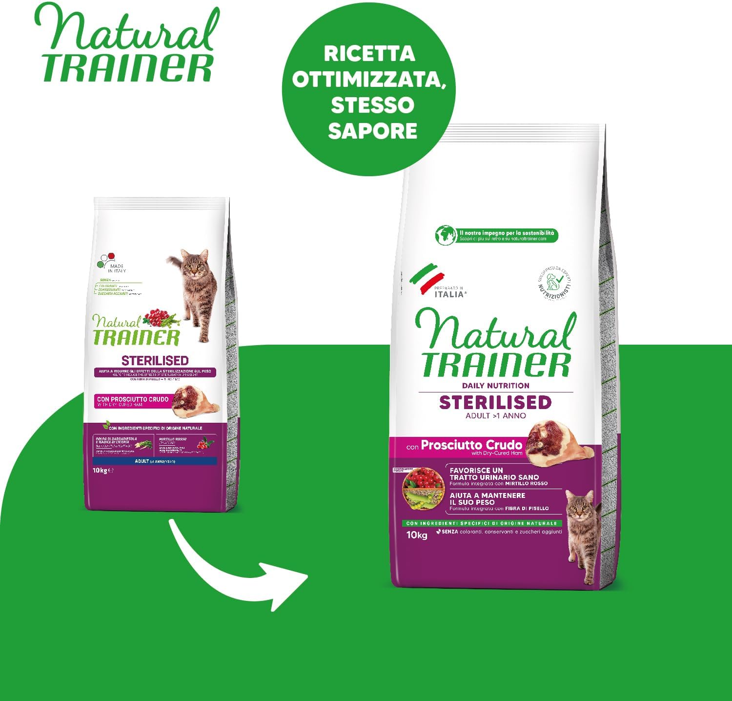 Imagen de Trainer Natural Sterilised Adult con Prosciutto Crudo e Fibra di Pisello 10 Kg en OfertitasTOP