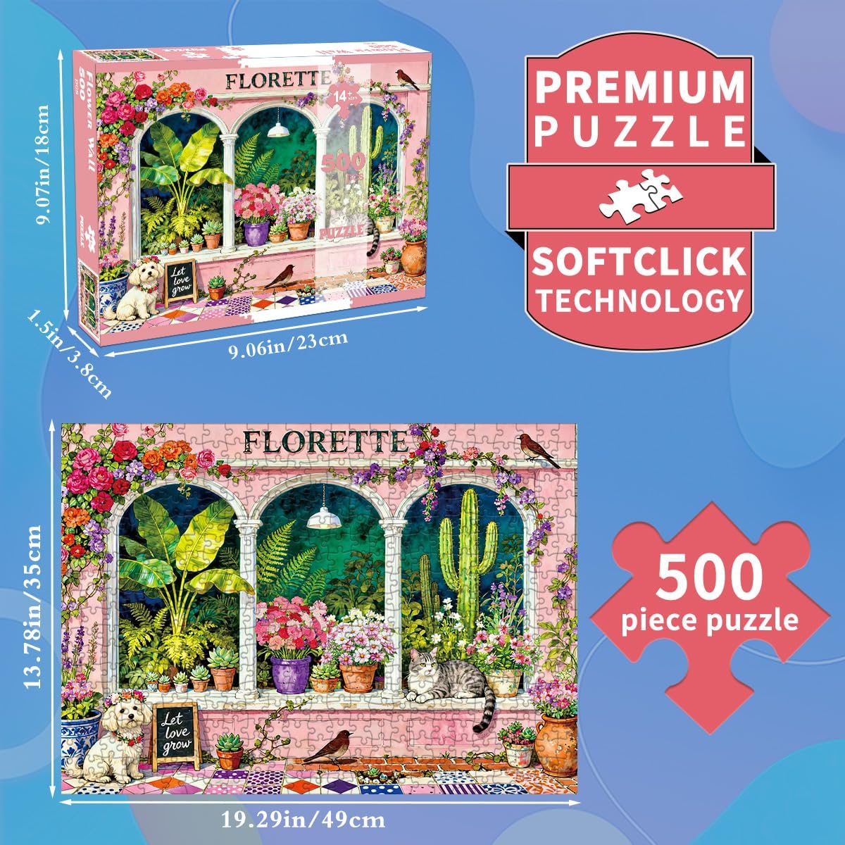 Detalle de Puzzles 500 Pieces for Adults: Colourful Florette Flower Jigsaw Puzzle