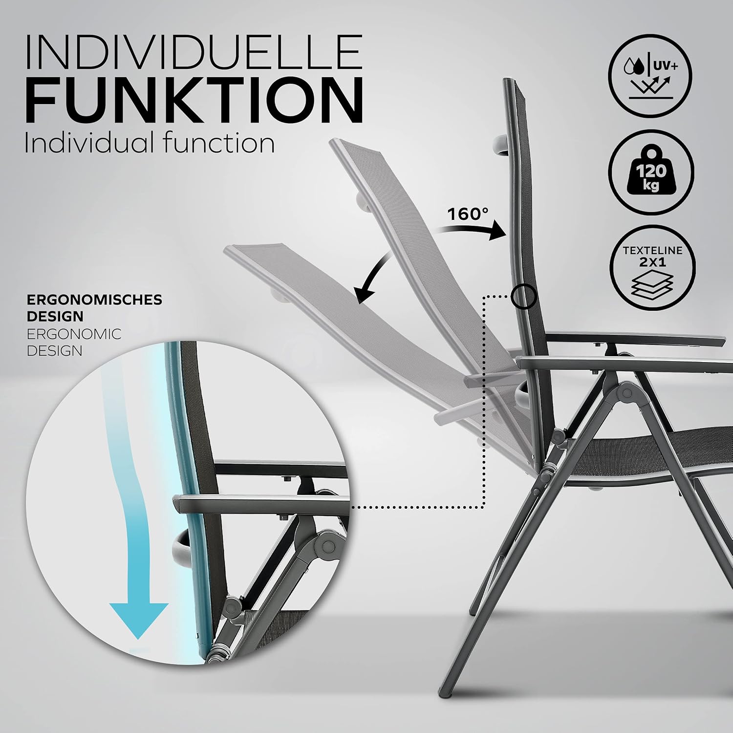 Detalle 2 de tillvex Sedia da giardino Premium pieghevole