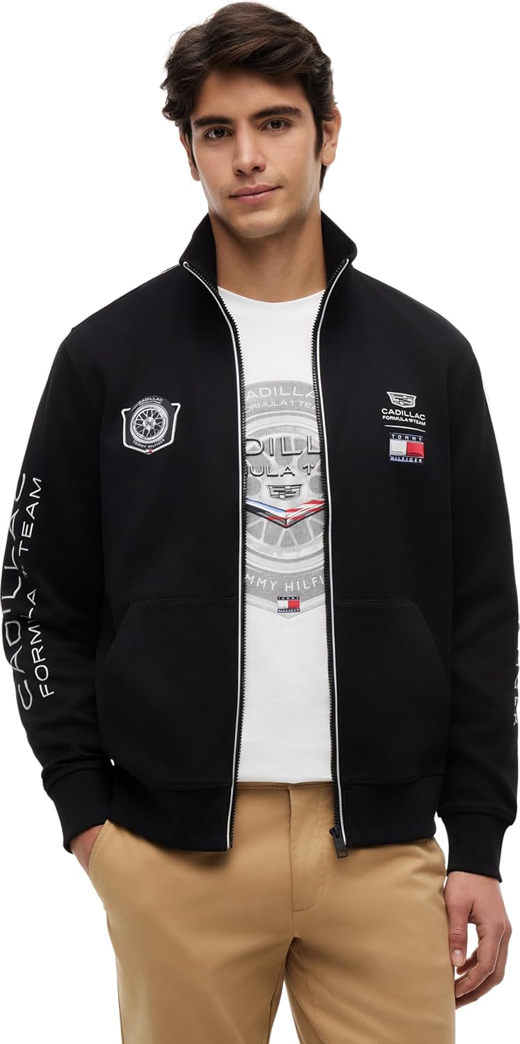 Detalle de Tommy Hilfiger Unisexe Sweatshirt avec Fermeture Éclair TH X Cadillac F1 Racing Track Top Col Droit