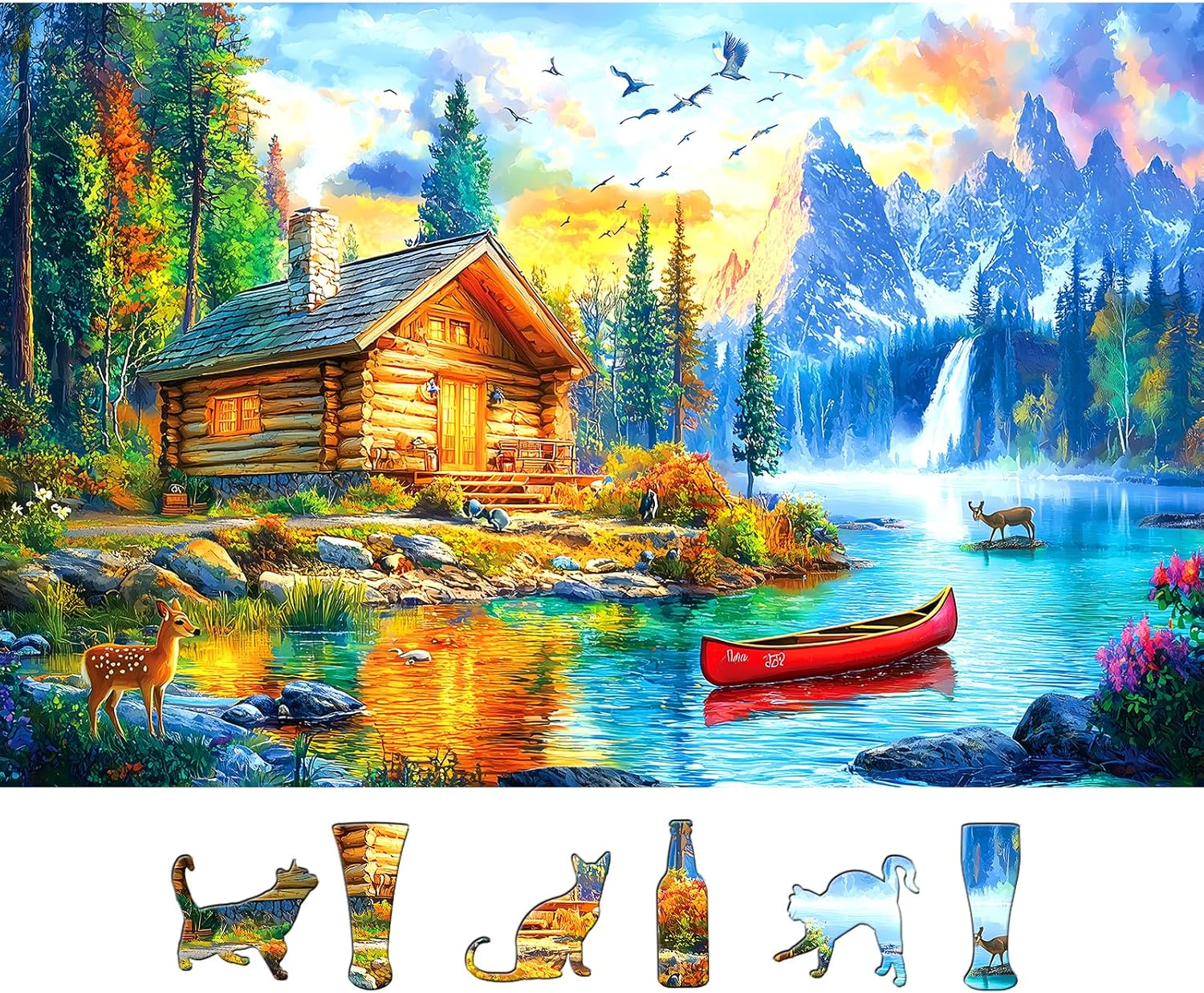 Detalle de Elephant Jigsaw Puzzles for Adults: 500 Pieces Colorful Crystal Flower Design (20x20)