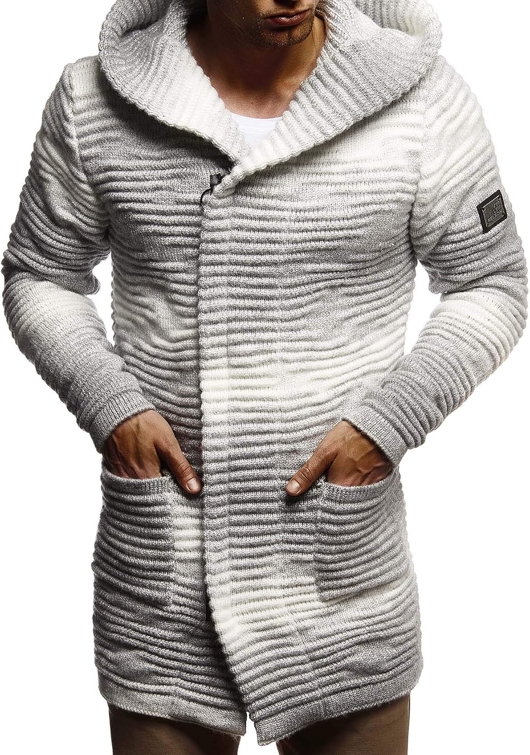 Detalle de Leif Nelson Veste en tricot à capuche pour homme LN5715