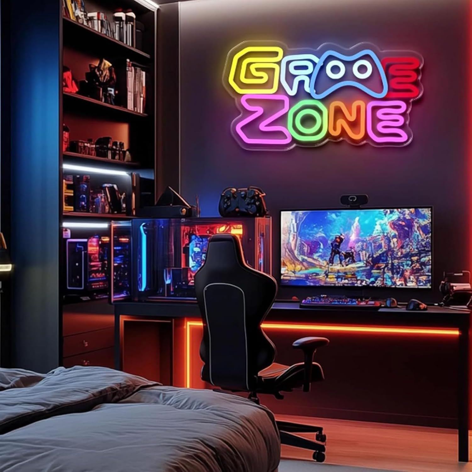 Detalle 1 de BAIFULAI WK917 Game Zone LED-neonbord, USB, meerkleurig en dimbaar