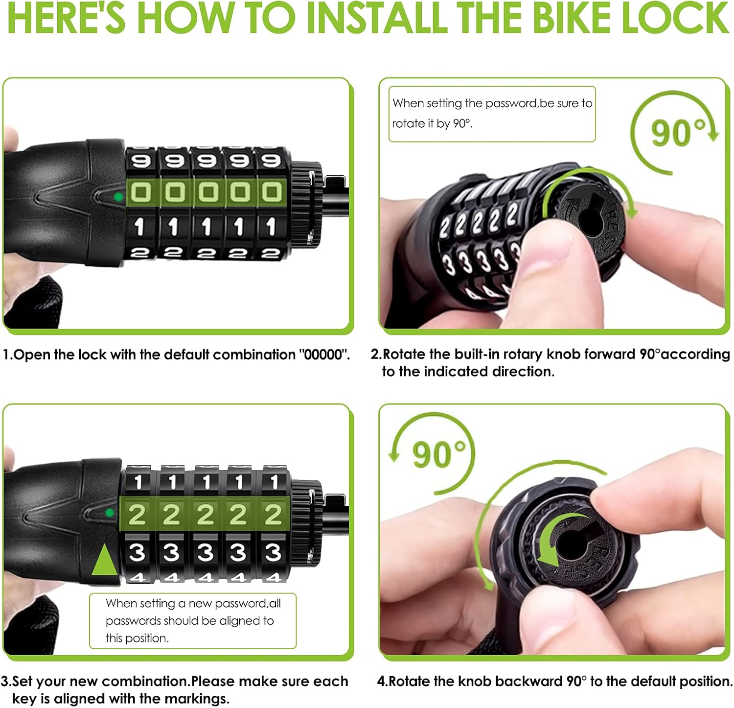Thumbnail 5 de SPGOOD Bike Lock 830 mm chain, 5-digit code