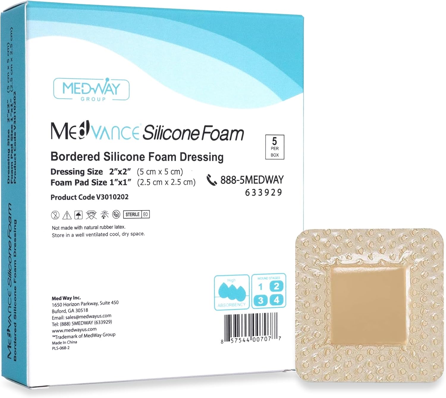Detalle 2 de MedVance Silicone Foam Dressing (Waterproof Silicone Pad) — Waterproof, Easy Apply Bandages, Box of 5