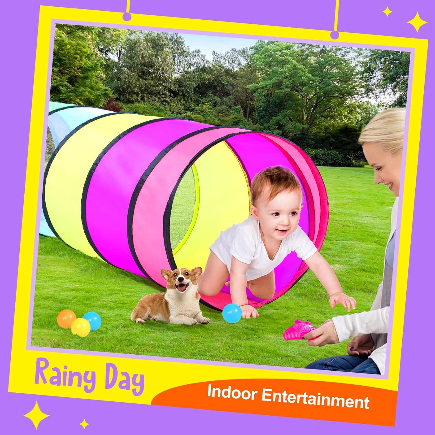 Thumbnail 4 de Kids Play Tunnel Tent for Toddler (6-ft Pop Up) with Mesh – Durable, Safe Indoor/Outdoor Crawling Tunnel