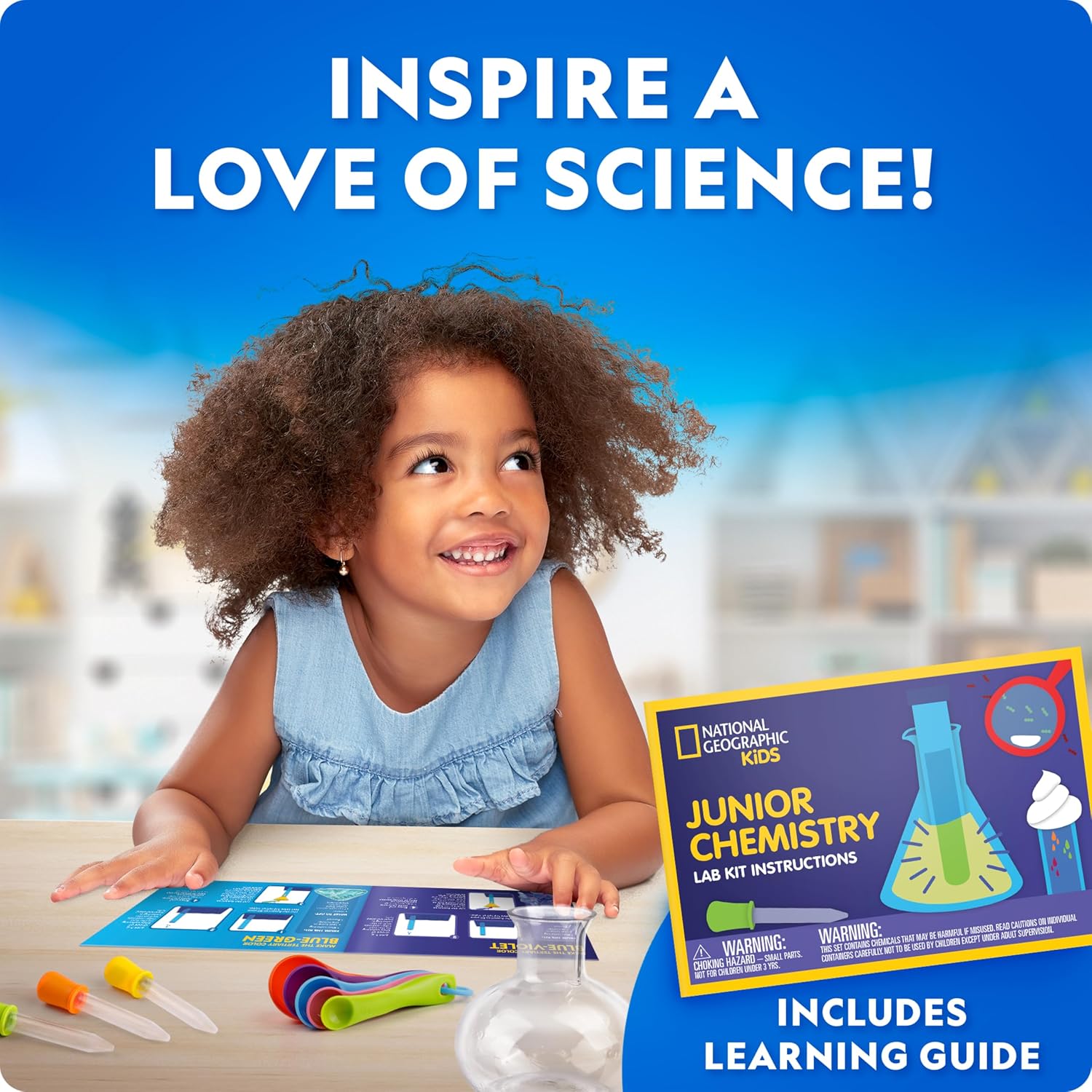 Detalle 2 de NATIONAL GEOGRAPHIC Kids Junior Chemistry Set – Full Early Learning Lab Kit (50 Experiments, 20+ Lab Tools)