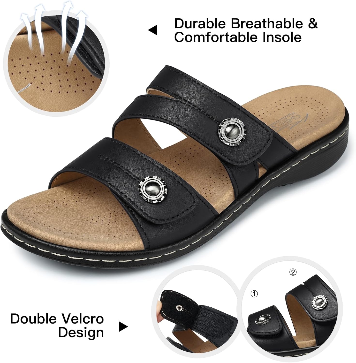 Thumbnail 4 de SHIBEVER Flat Sandals Women Dressy: Non Slip, Arch Support & Orthopedic Comfort