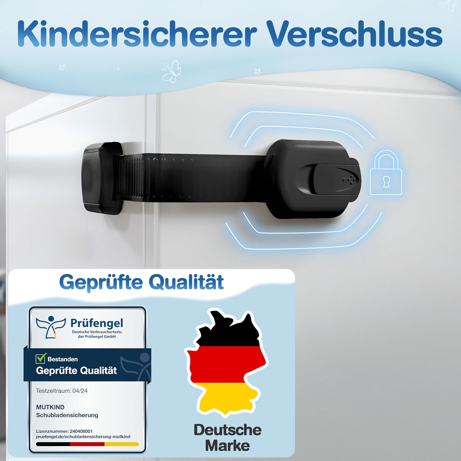 Thumbnail 2 de MUTKIND 12er Set Kindersicherung für Schränke – Schubladen- und Türsicherung mit starkem TESA-Kleber, schwarz