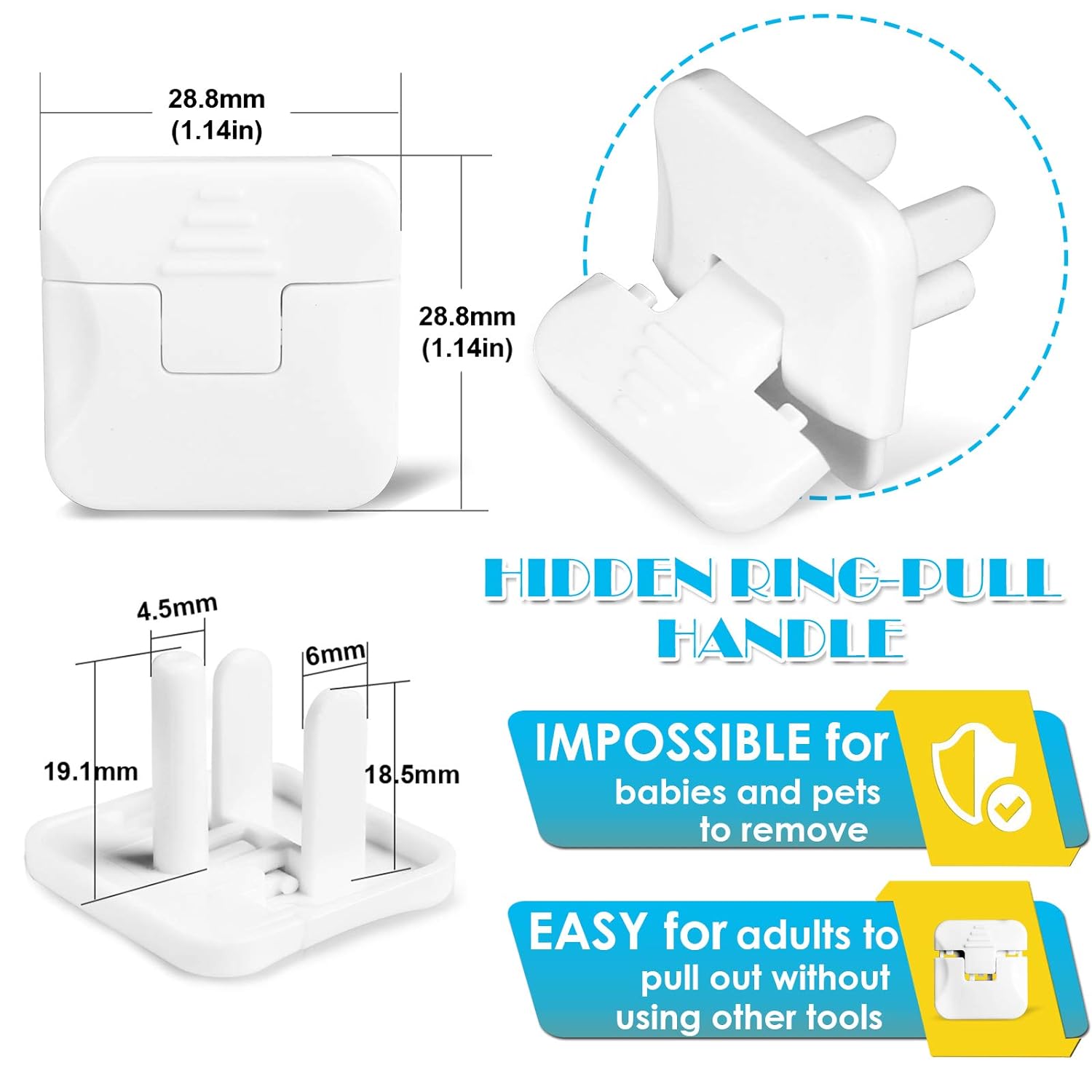 Thumbnail 2 de Babepai 38-Pack White Child Safety Outlet Covers