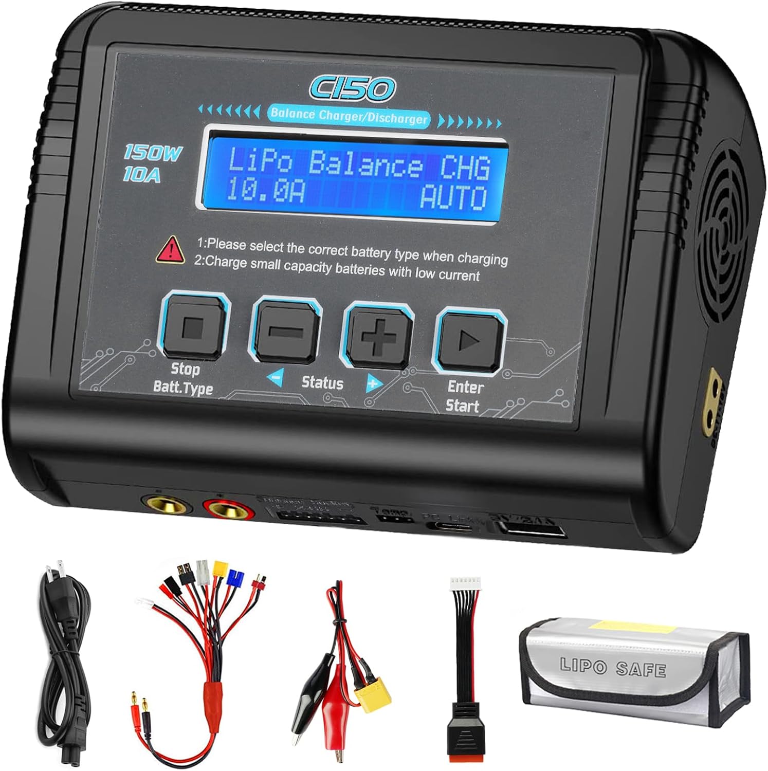 Thumbnail 6 de RC LiPo Battery Charger 150W 10A Smart Balance Charger/Discharger (1S-6S LiPo, 1-15S NiMH, 1-10S PB) with AC/DC cables