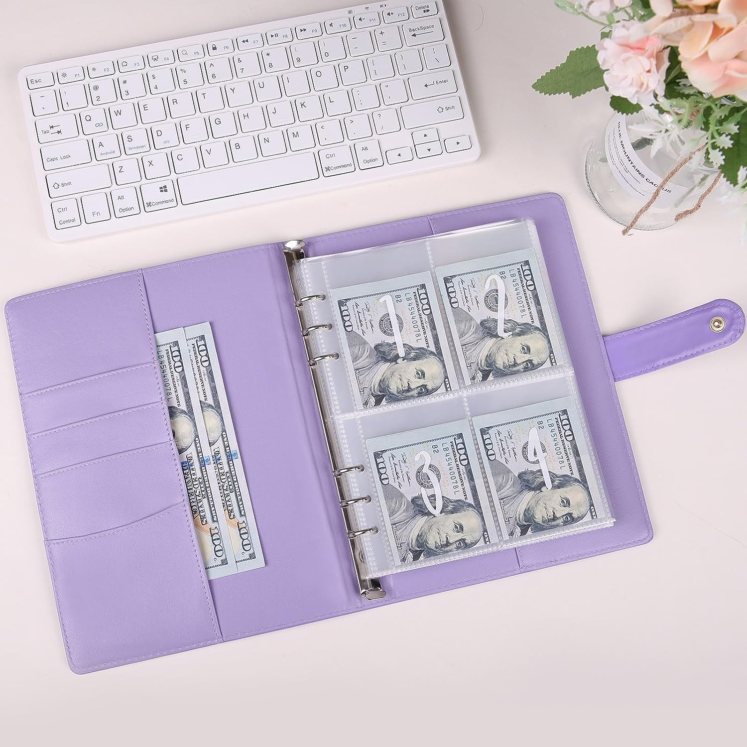 Thumbnail 5 de AASLOB jujs 100 Envelope Savings Challenge Binder, Purple, 100 Slots