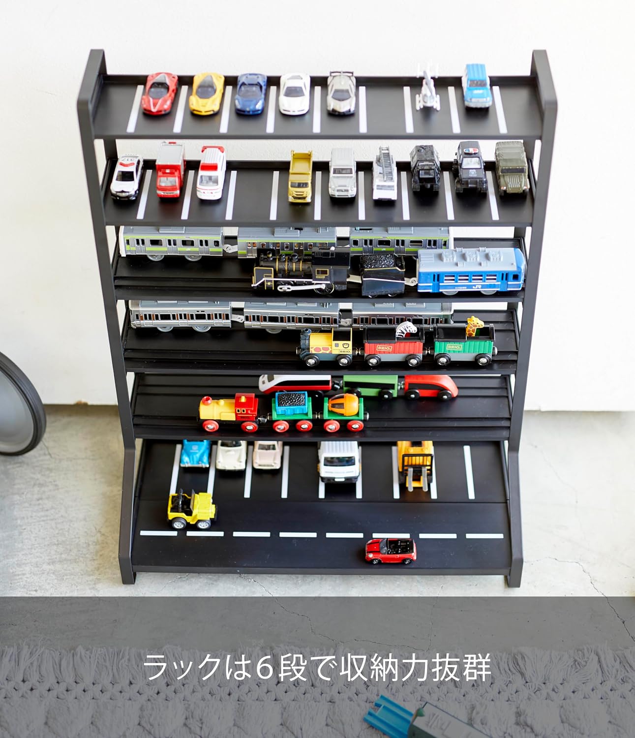 Detalle 2 de 山崎実業 タワー 5019 ミニカー&レールトイラック ブラック 両面トレー・可動式