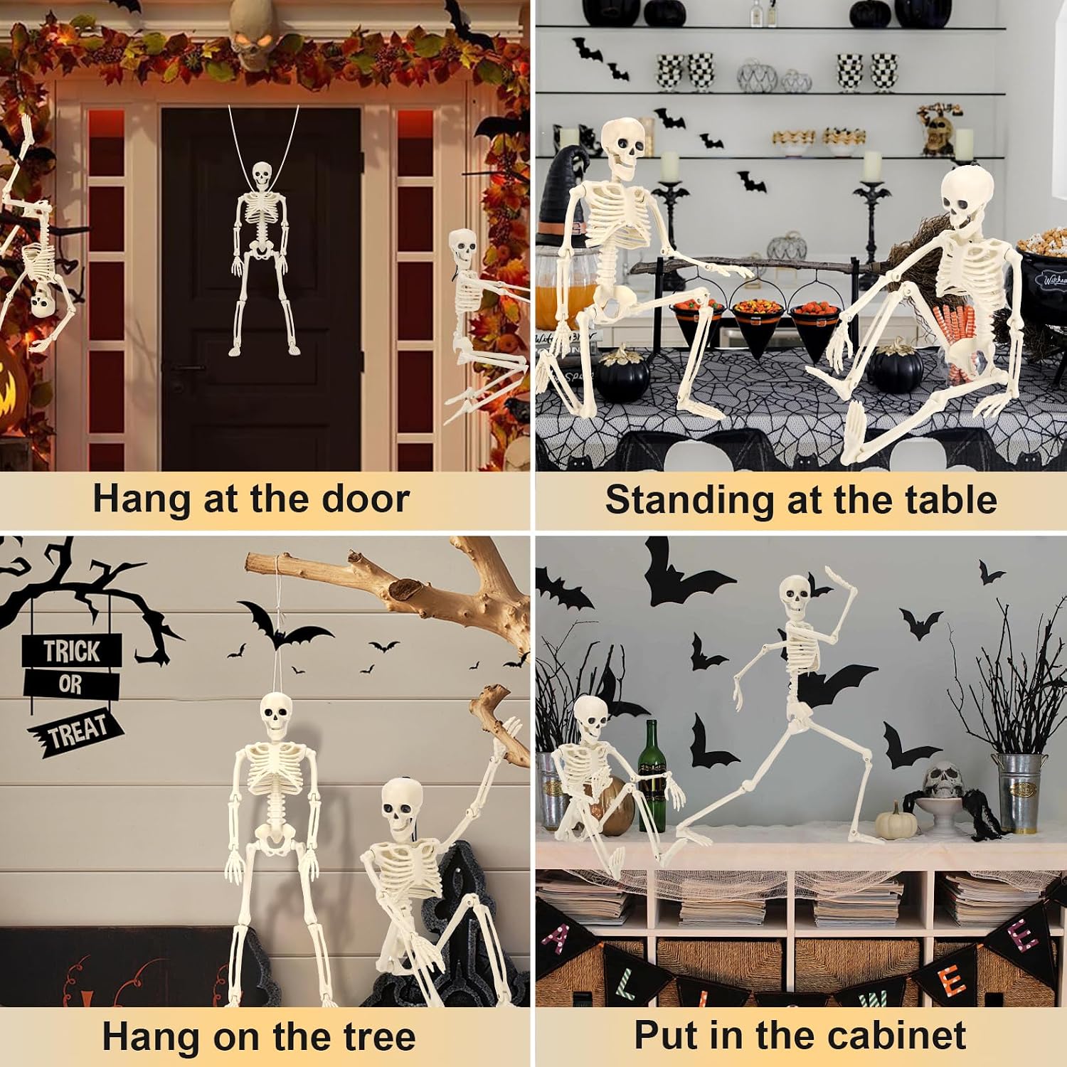 Detalle de TMFsode TMF-022 16-Inch Halloween Skeleton Decorations, 5-Piece Posable Set