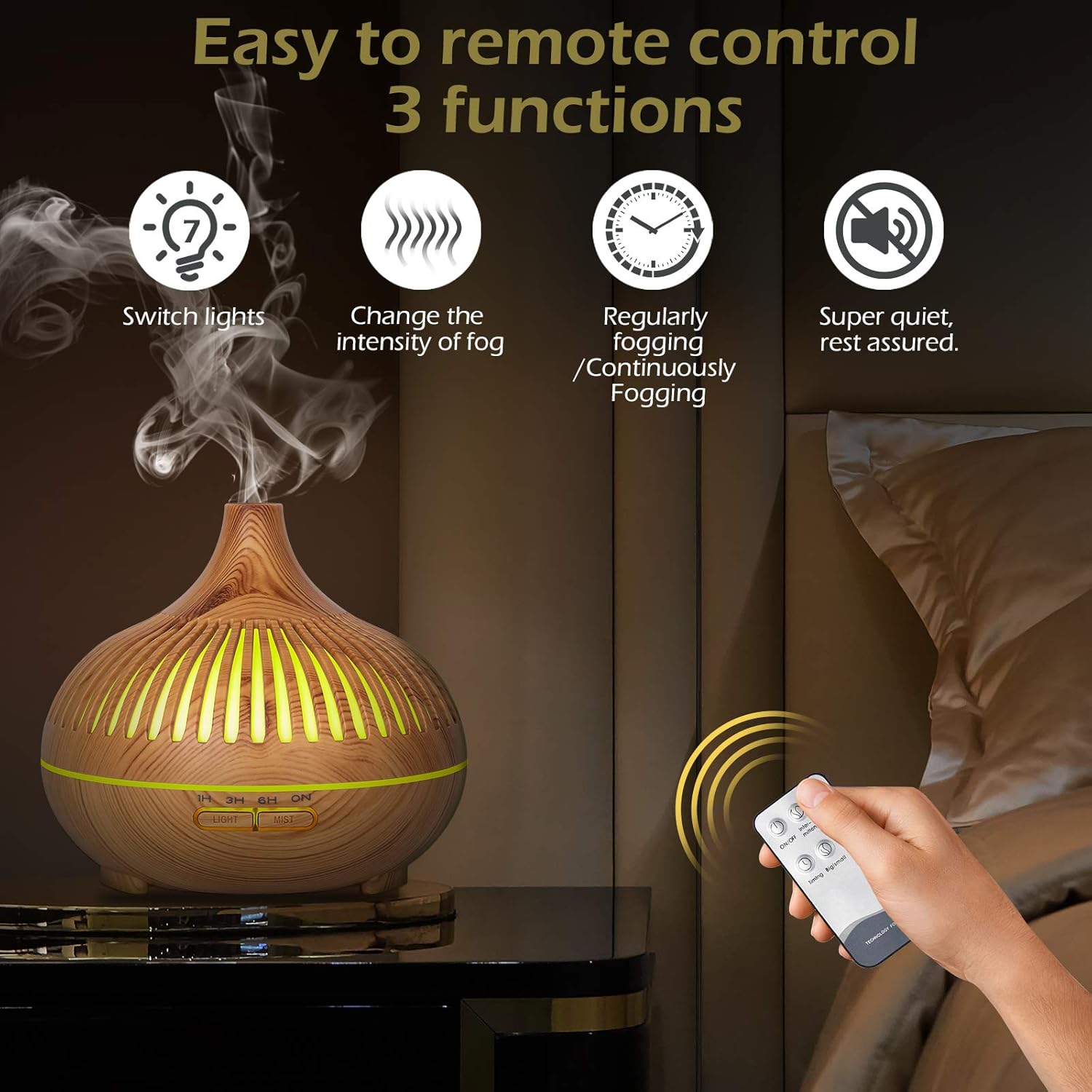 Thumbnail 3 de GeeRic Diffuseur d’huiles essentielles 500 ml avec 8 huiles (10 ml) et humidificateur à ultrasons