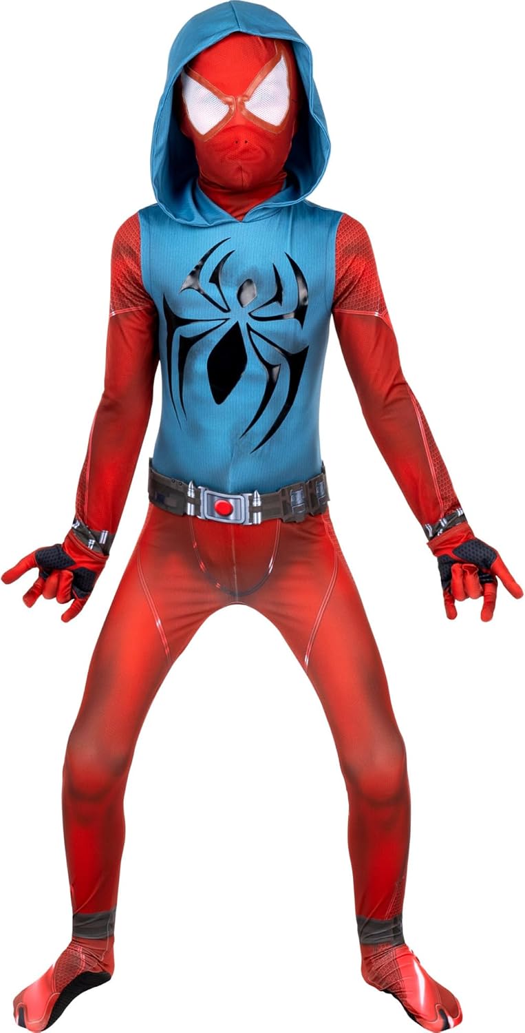 Detalle 1 de MARVEL Scarlet Spider Youth Zentai Costume with Stretch Spandex and Detachable Mask