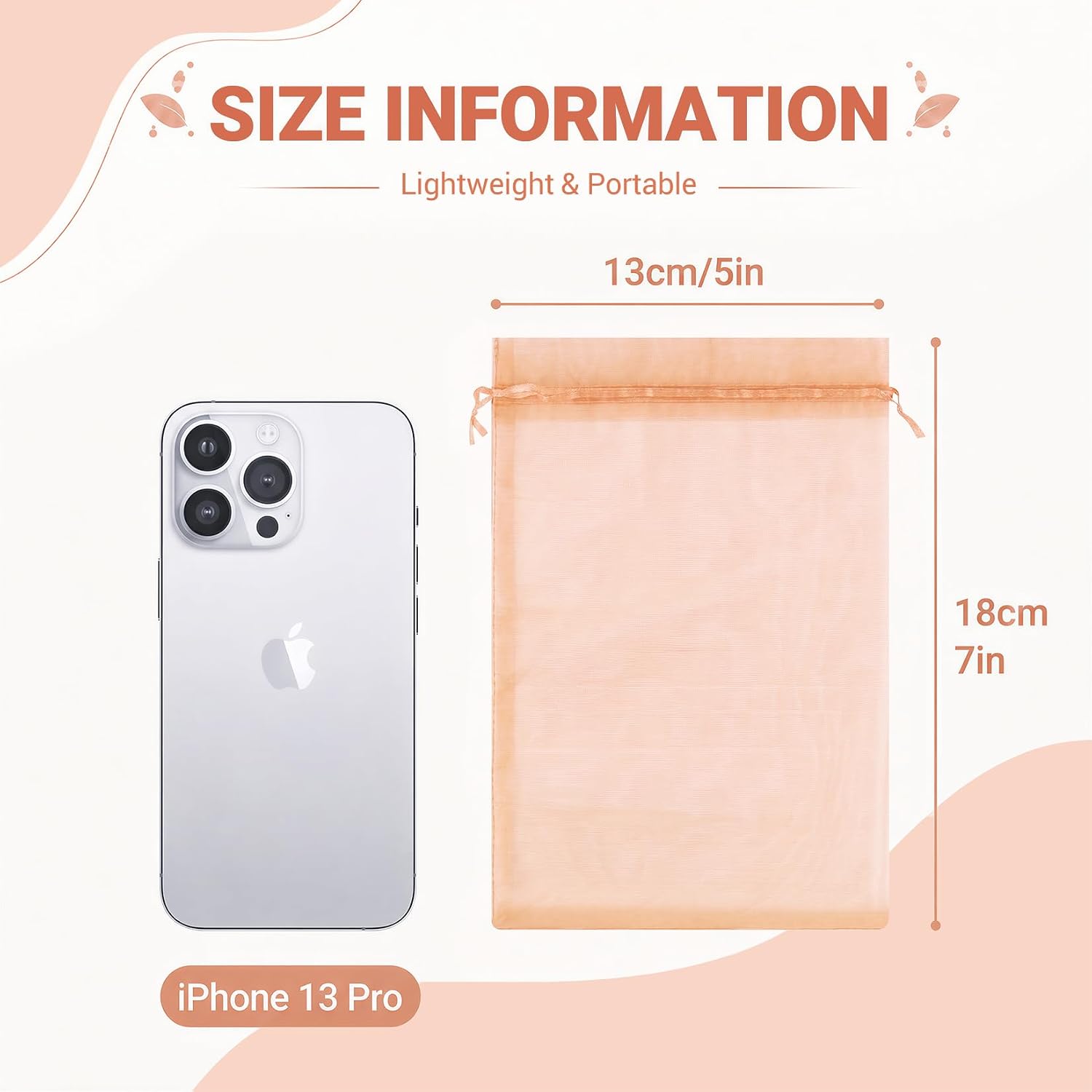 Thumbnail 1 de FUNFERY 100Pcs Peach Champagne Sheer Organza Bags 5x7 in