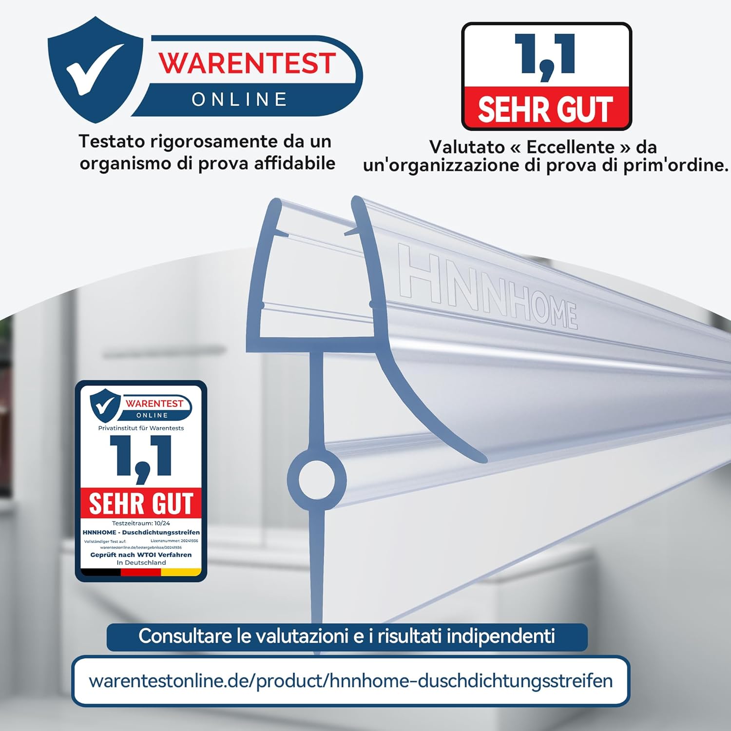 Thumbnail 4 de HNNHOME Guarnizione sigillante per box doccia in plastica gommata, 870 mm, per vetro 4–6 mm