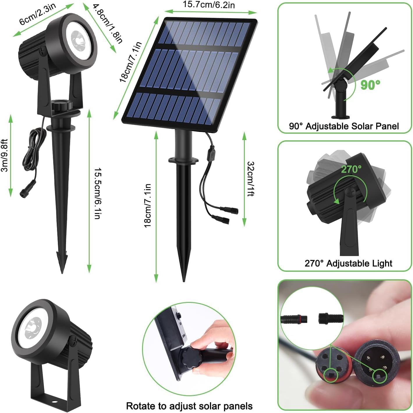 Detalle 2 de NATPOW Gartenstrahler Solar 3 W für Garten