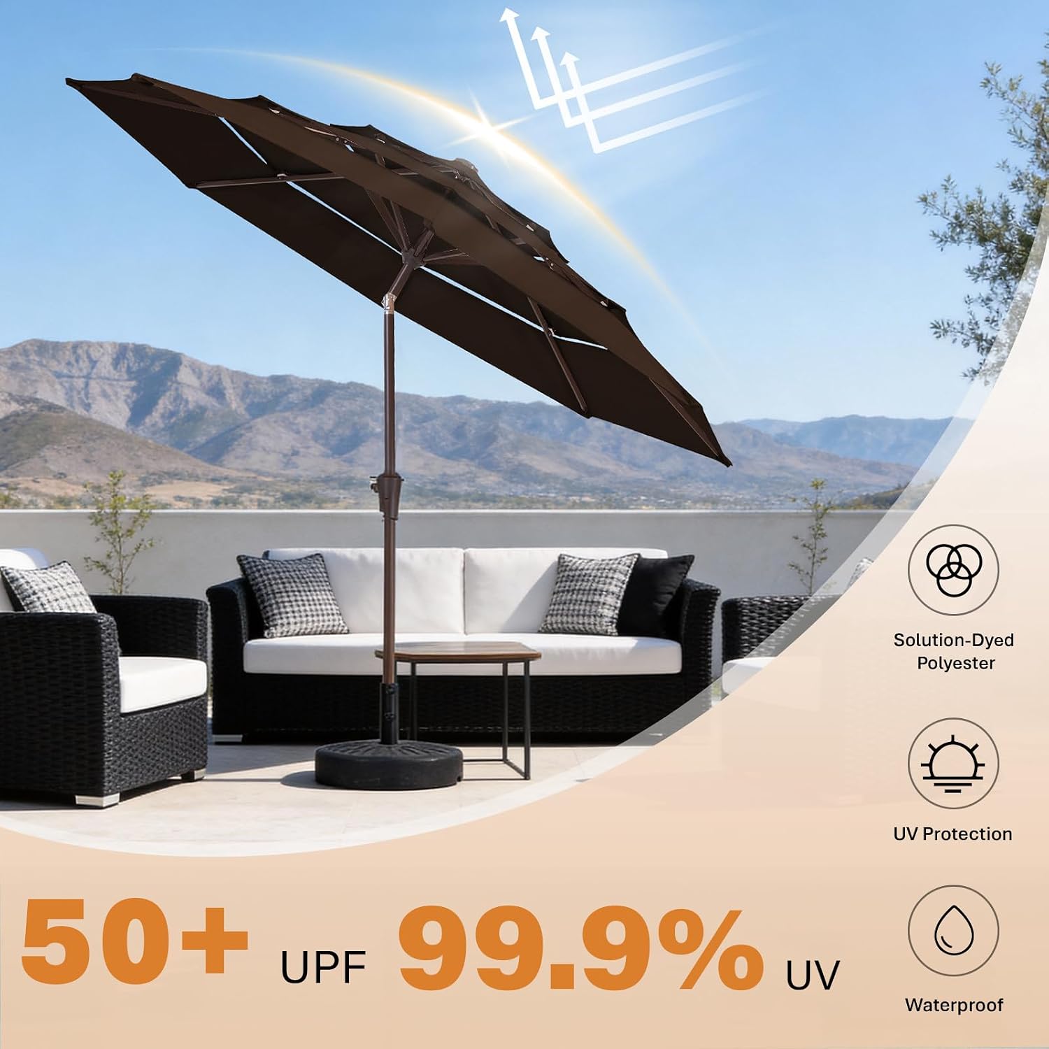 Thumbnail 4 de JEAREY Patio Umbrella, 9 ft