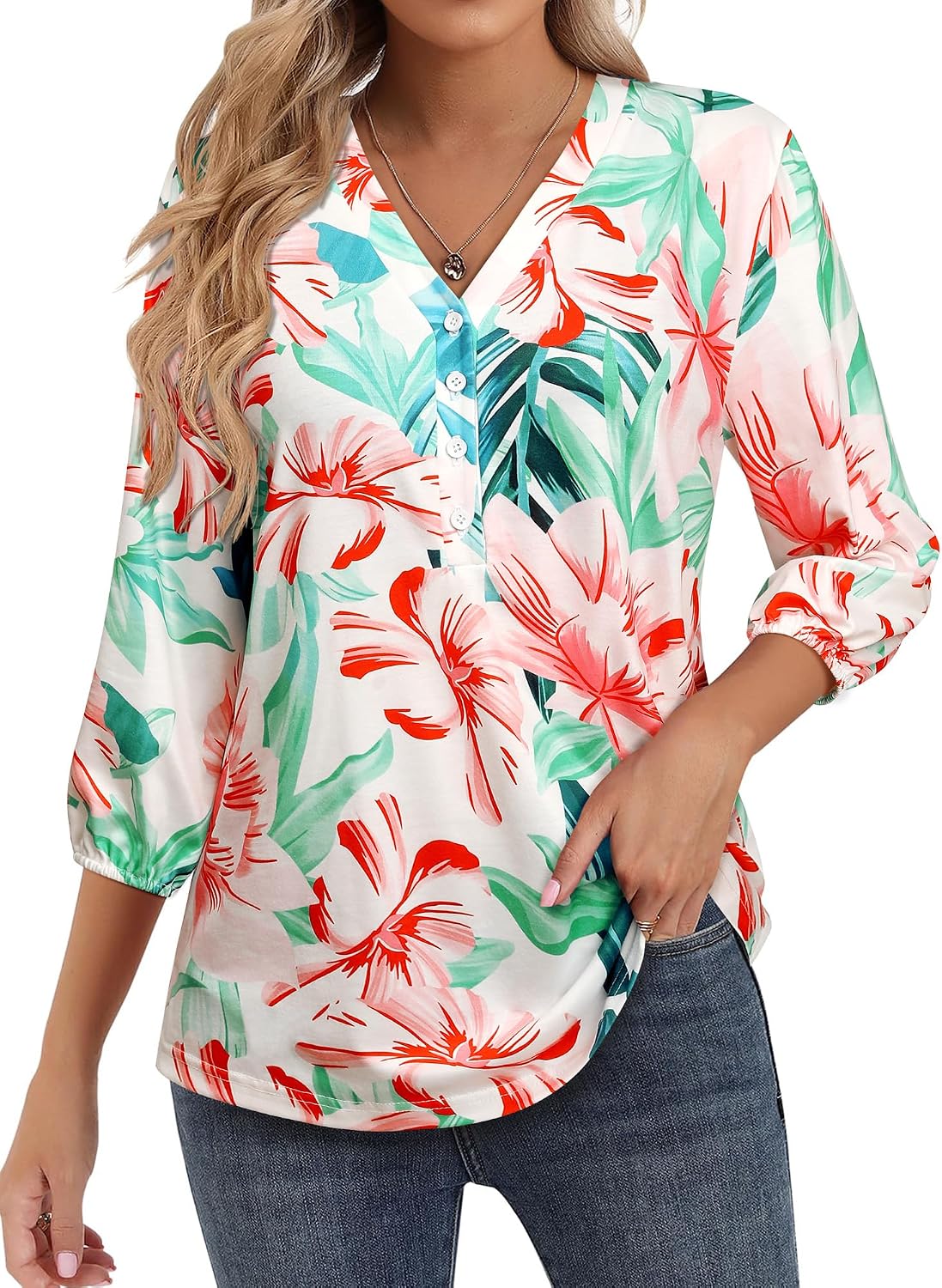 Thumbnail 5 de WIEIYM Floral Print T Shirt for Women 🌺