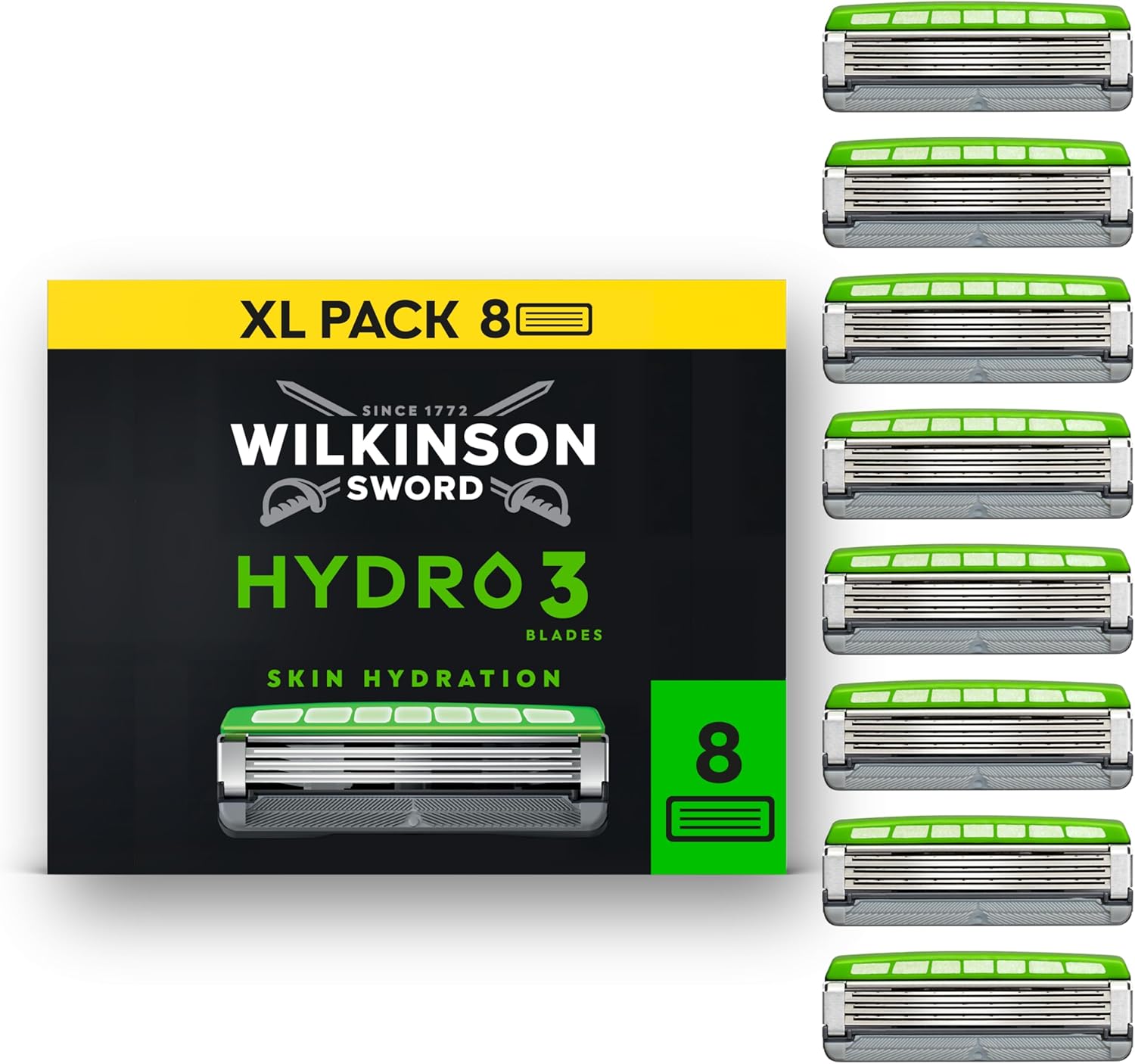 Detalle de Wilkinson Sword Hydro 3 Razor Blade Refills for Men – 8 Refills