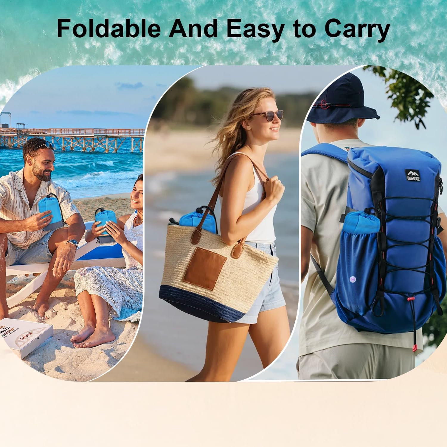 Thumbnail 5 de PLACHIDAY Beach Blanket - Extra Large 210x200cm Sandproof & Waterproof Mat