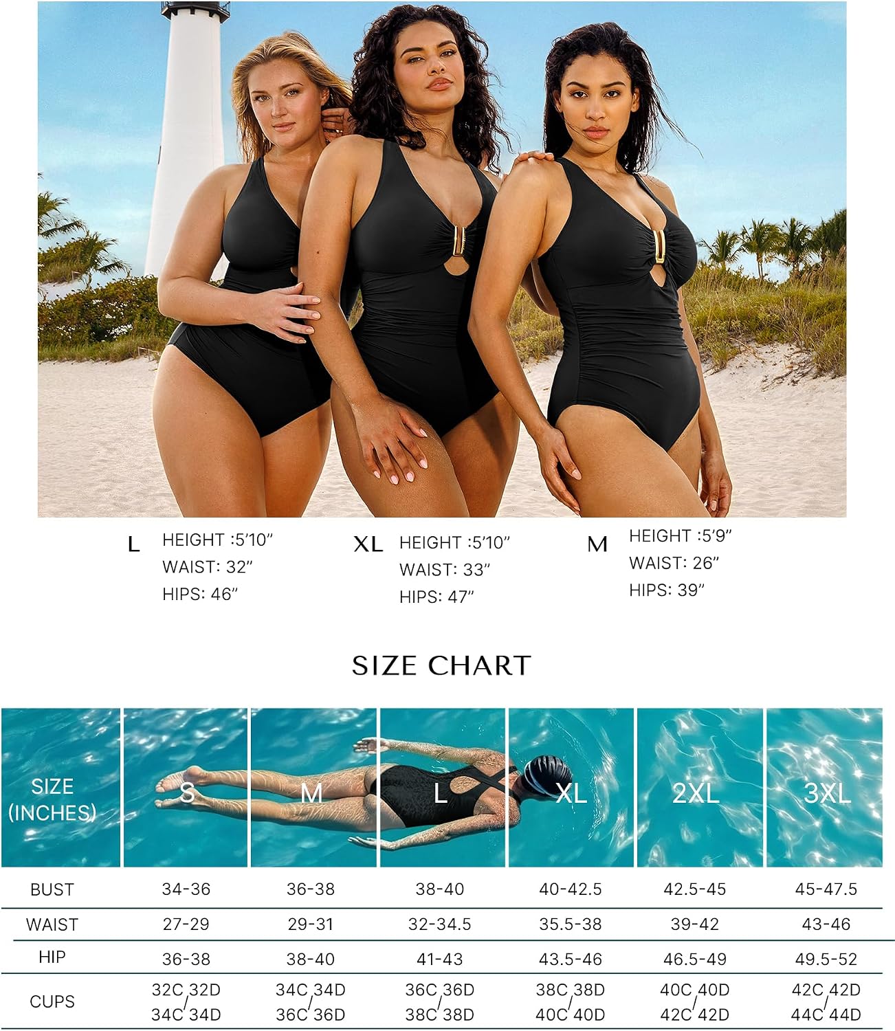 Detalle 2 de SHAPELLX Tummy Control One-Piece Swimsuit with V Neck & Ruched Shaping
