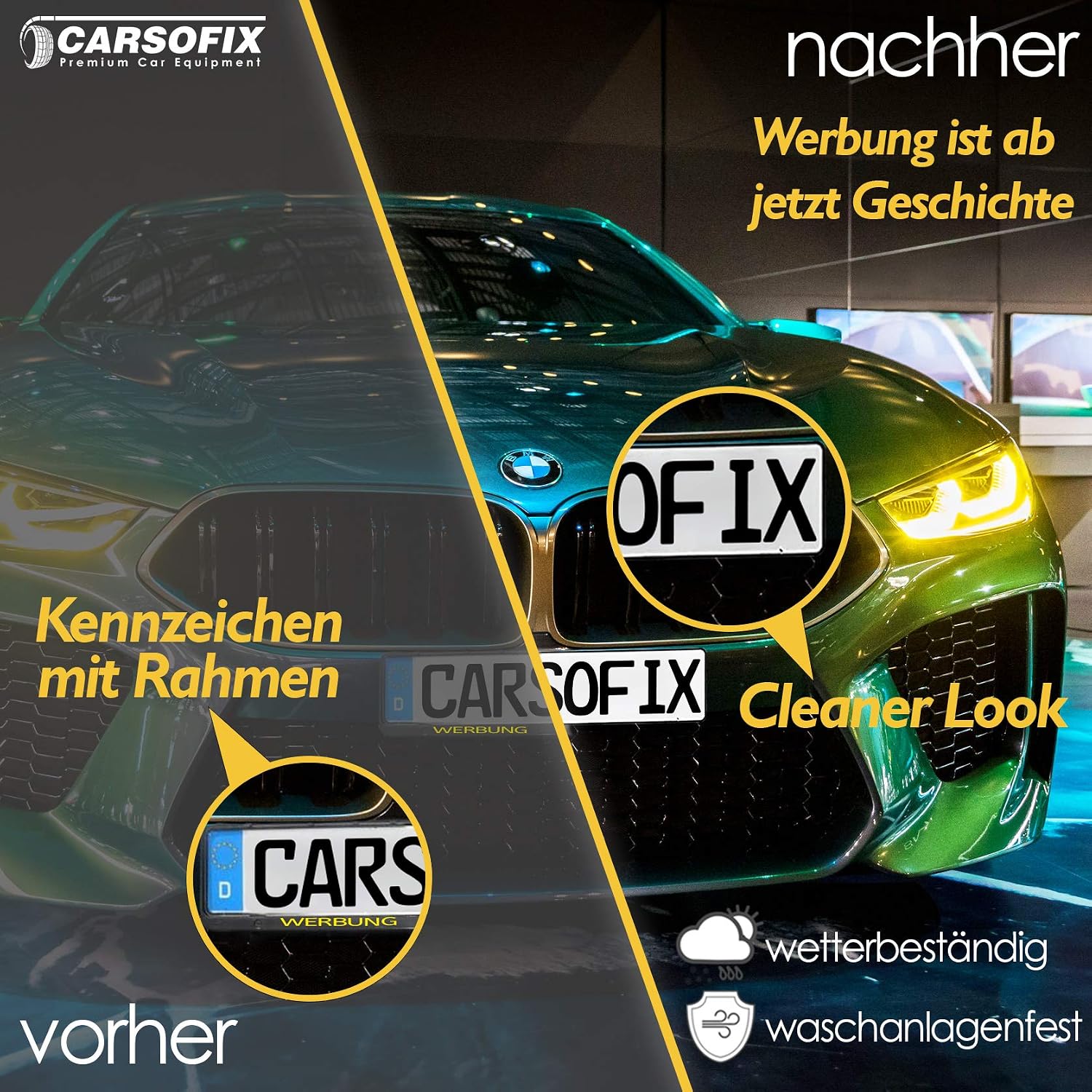 Detalle de CARSOFIX Kennzeichenhalter Rahmenlos mit Klett