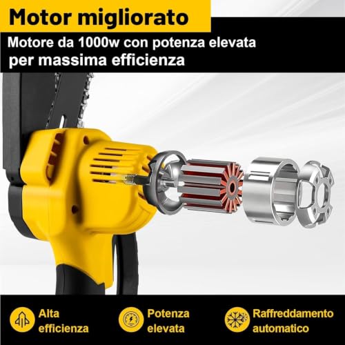 Thumbnail 3 de Brushless Mini Motosega a Batteria Enlik 6" – 1000W, 2 Batterie, Sicurezza