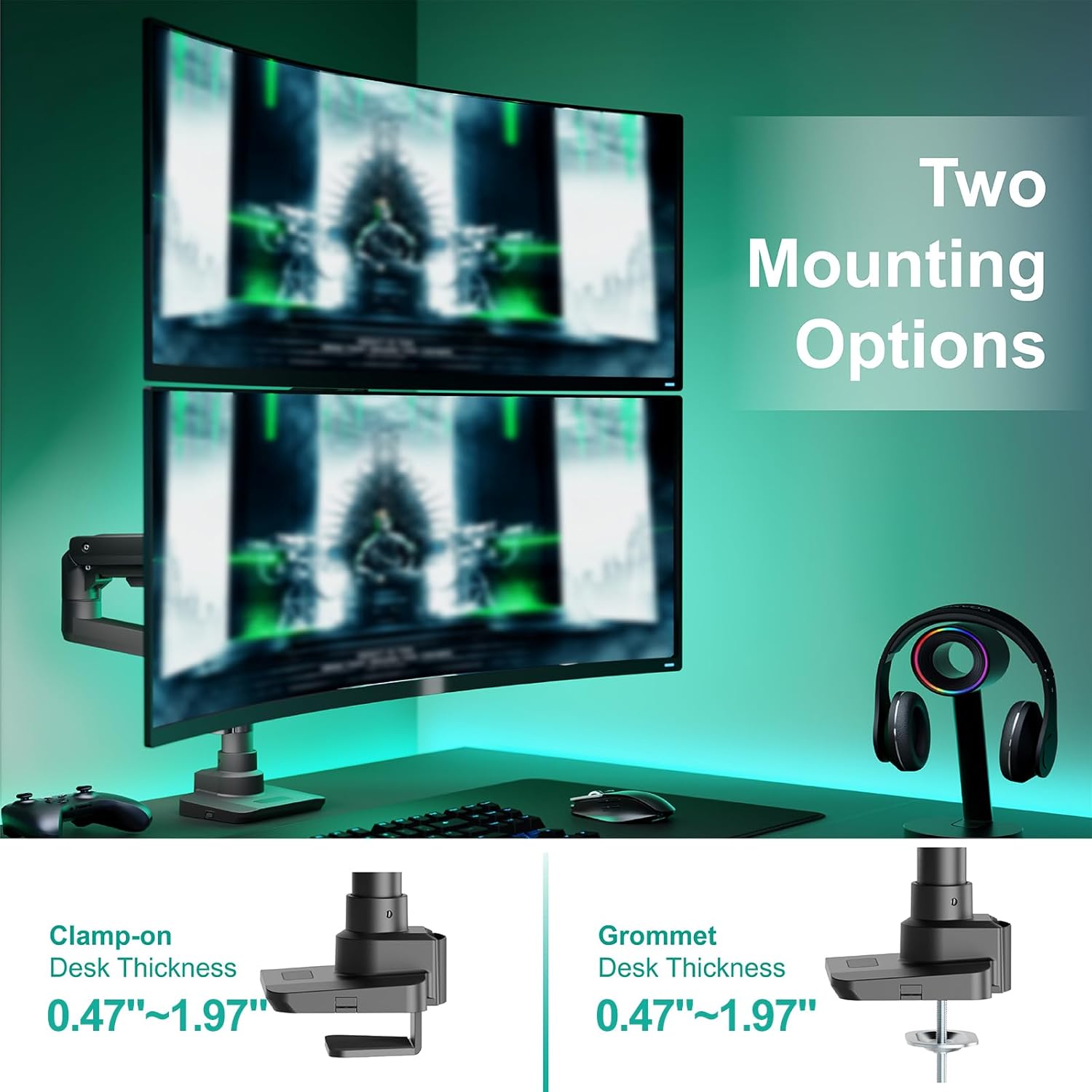 Thumbnail 5 de WALI Dual Monitor Arm Desk Mount (GSDM002XL) for 17–49 inch Ultrawide Screens