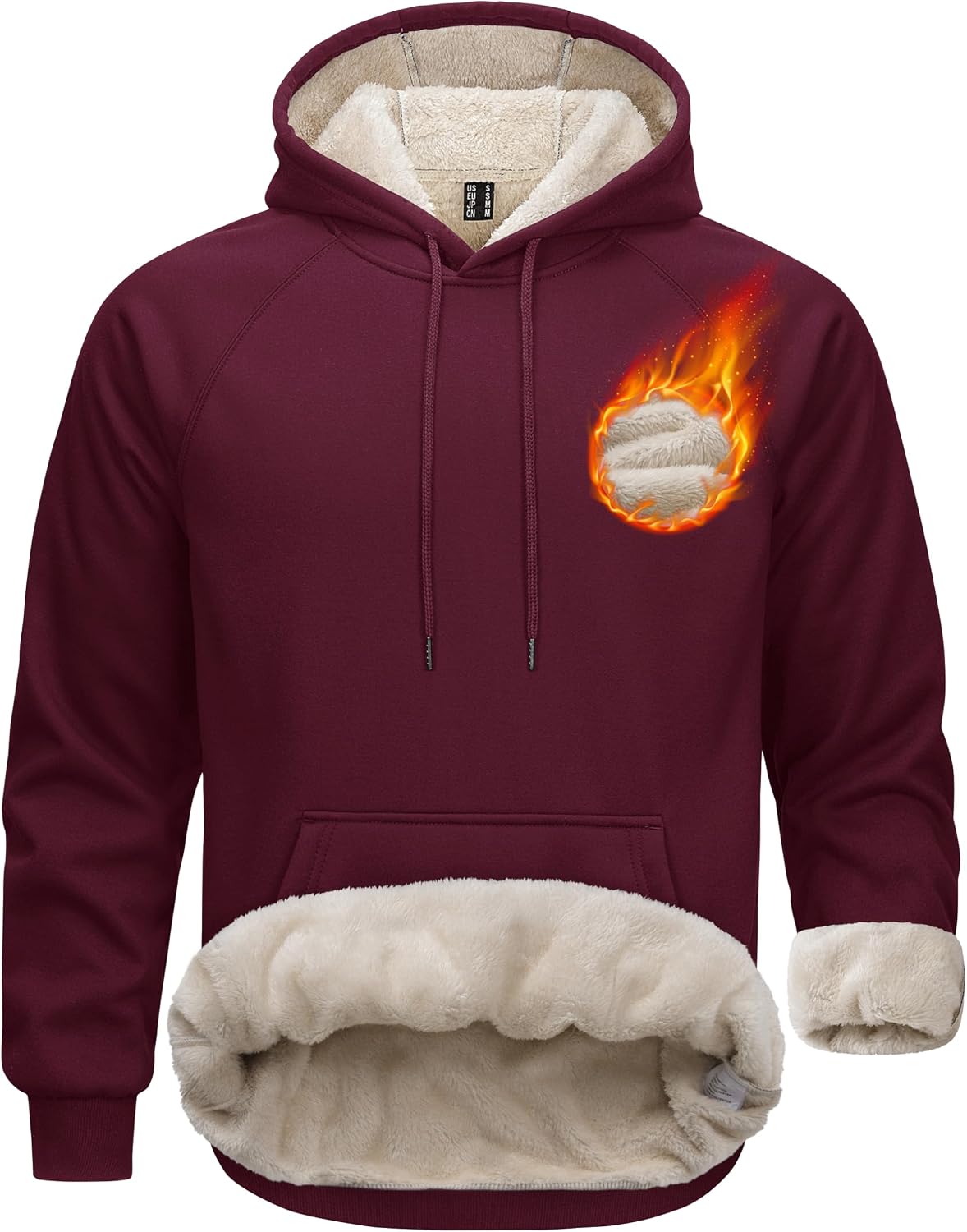 Detalle de MAGCOMSEN Men's Sherpa Hoodie, Heavyweight Fleece Lined with Kangaroo Pocket
