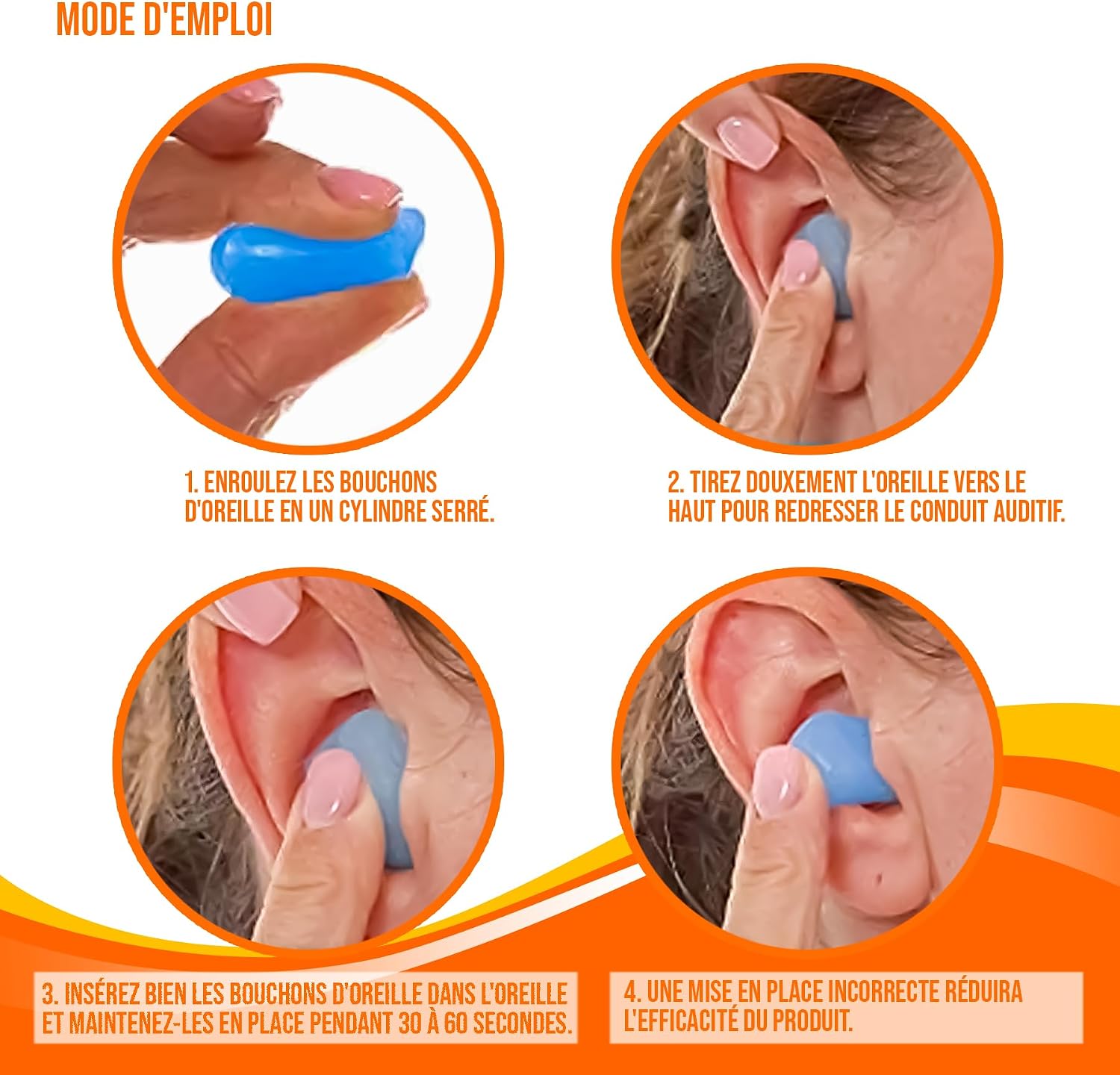 Detalle de Mobi Lock lot de 30 bouchons d’oreille réutilisables en cire de silicone, réduction du bruit 32 dB (bleu) avec étui