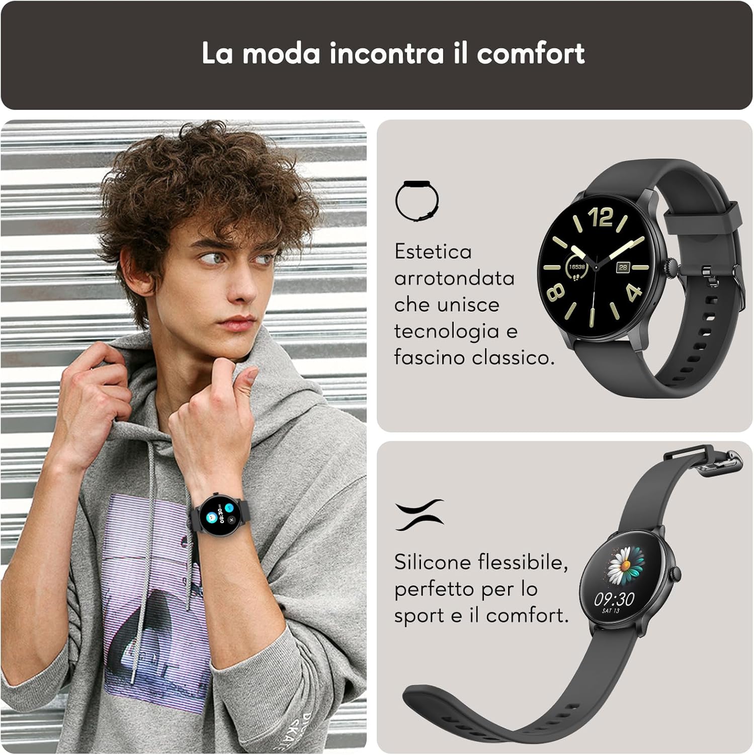 Detalle 2 de Smartwatch Uomo Donna con Chiamate Bluetooth – Orologio Rotondo 1,38" con 147+ Modalità Sportive e IP68
