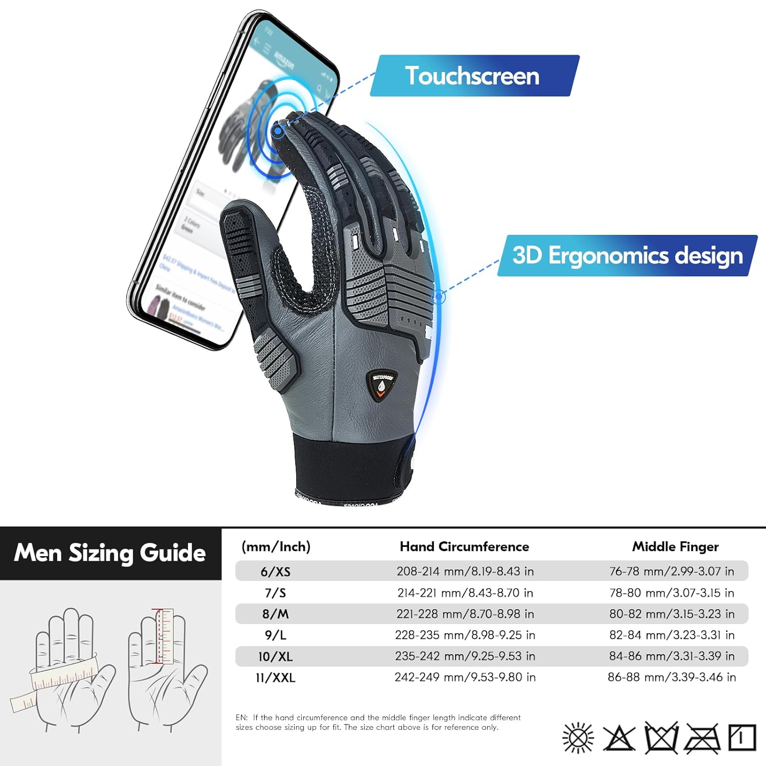 Thumbnail 5 de Vgo... Guanti da lavoro invernali impermeabili e antivibrazione Thinsulate fino a -20 °C