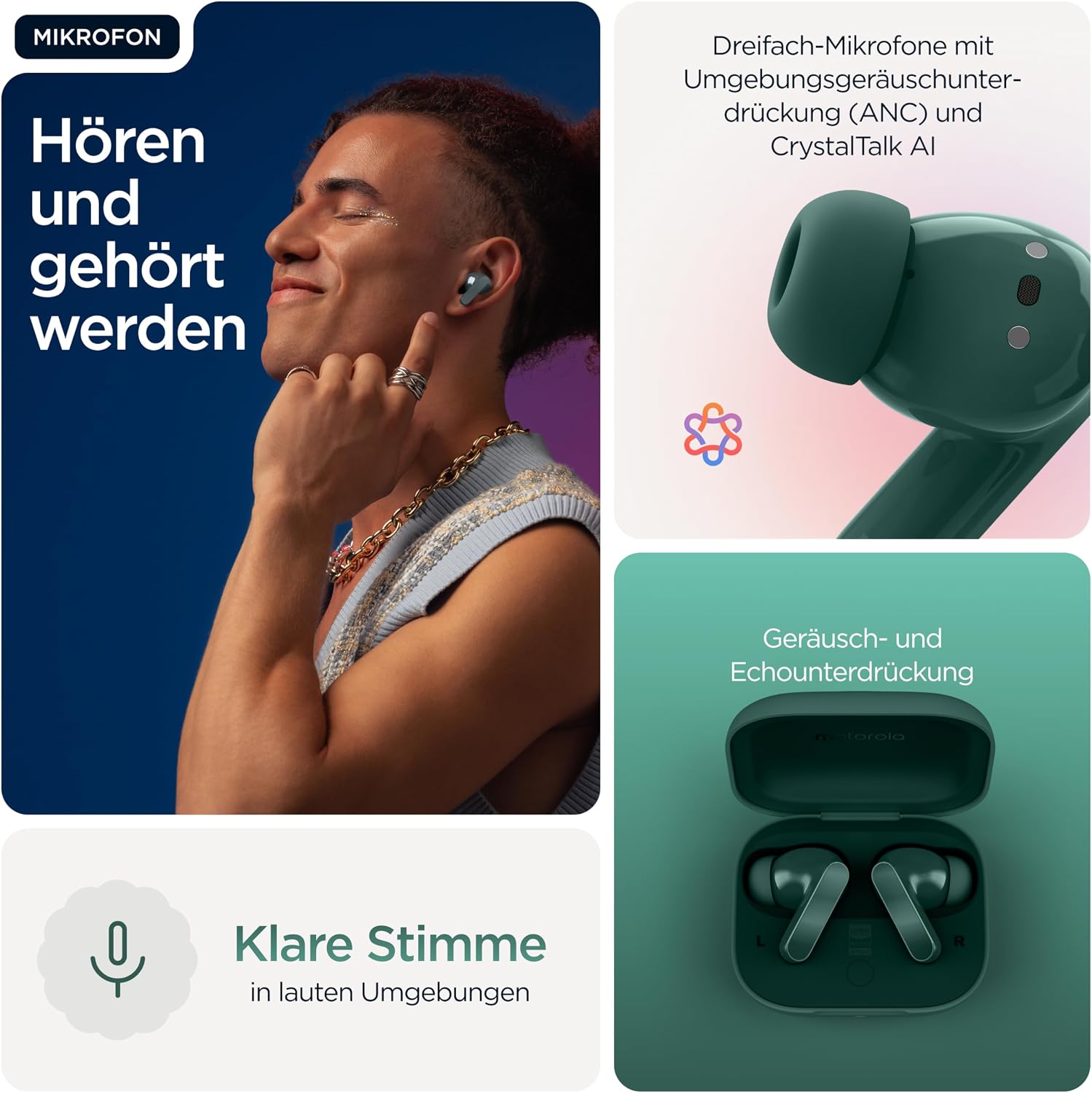 Thumbnail 5 de Motorola Moto Buds bass – Kabellose In-Ear-Kopfhörer mit ANC, Hi-Res Audio und CrystalTalk-AI