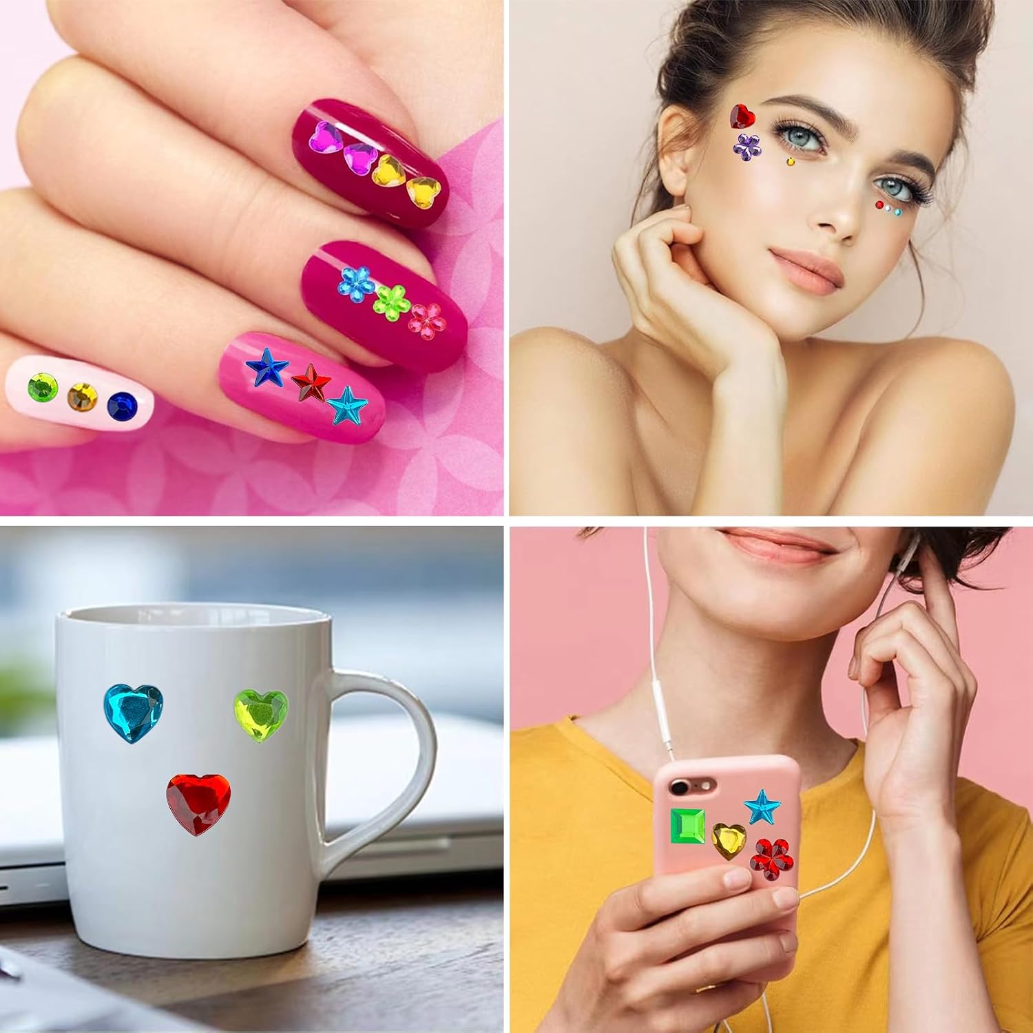 Thumbnail 6 de Behiruch självhäftande glitterstenar, 3 400 st i 12 ark för pyssel