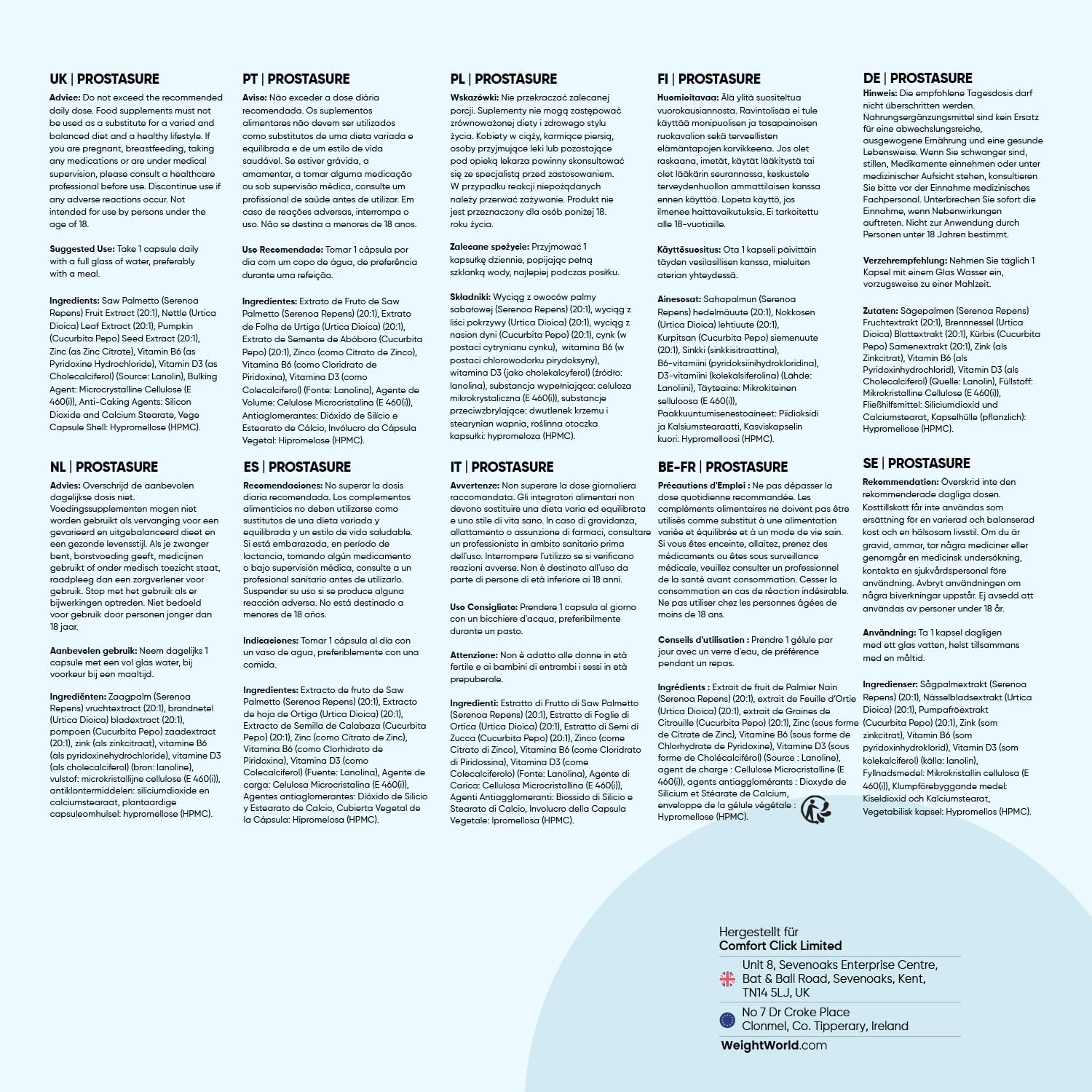 Detalle de Prostata Komplex Kapseln von WeightWorld – 1 Kapsel täglich, 180 Stück (6 Monate)