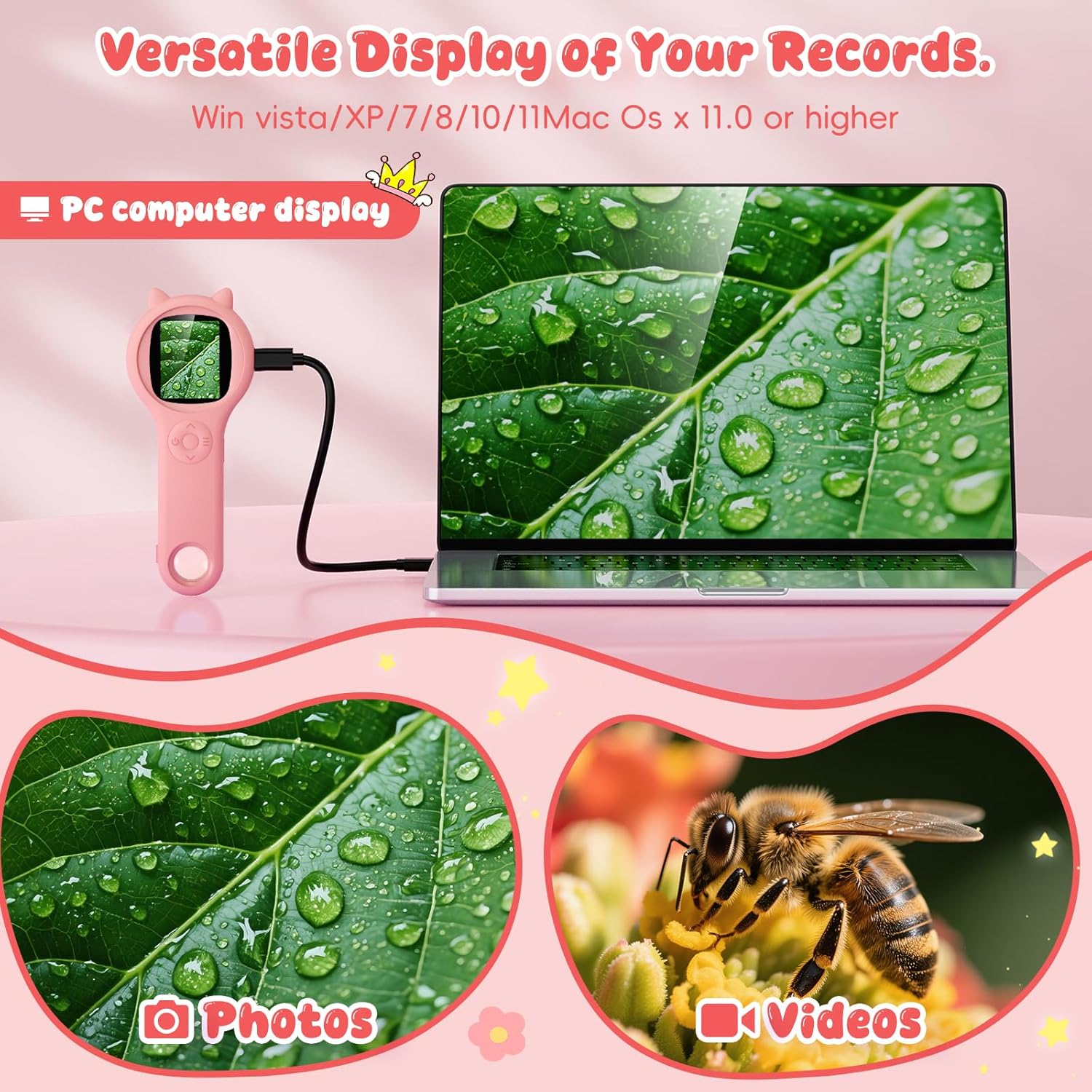 Detalle 2 de Portable Handheld Mini Digital Microscope for Kids (Pink)