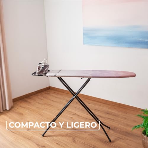 Detalle de Vileda Tabla de Planchar Diamond S: estructura de acero, altura ajustable y acabado salmón