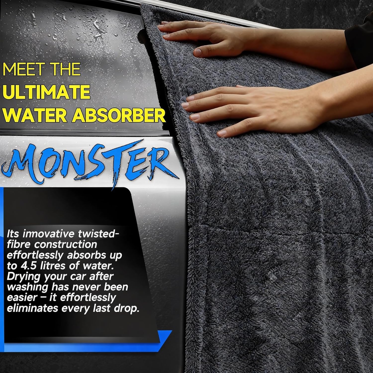 Thumbnail 3 de Autreykorn Mikrofasertrockentuch für Autopflege (1400 GSM), Ultra-absorbierend, 90 x 60 cm, fusselfrei & streifenfrei